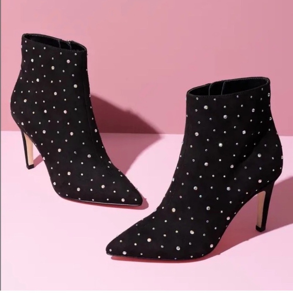Leith Macee black rhinestone Ankle Booties
